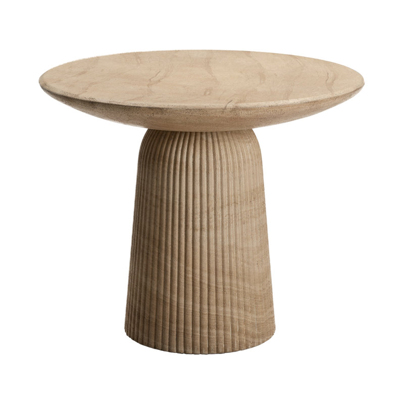 Tithi Round Concrete and Stone Bistro Table, Faux Travertine