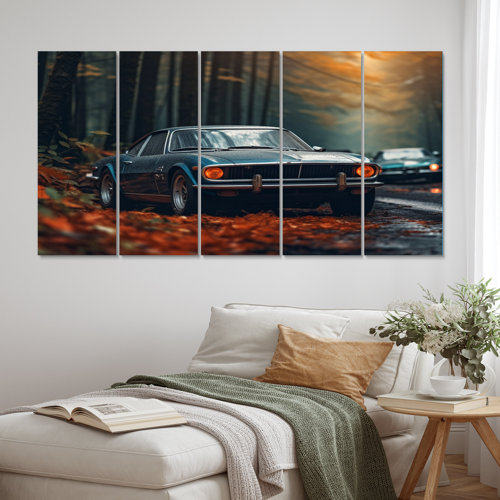 DesignArt Mustang Forest Drives I - Car Muscle Car Metal Wall Decor Set ...