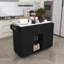 Îlot de cuisine 74,8 po avec table de salle à manger extensible, plateau en placage de marbre et prise de courant intégrée - Chariot de rangement mobile avec 3 tiroirs et armoire, chariot de cuisine roulant pour la salle à manger-1215491395