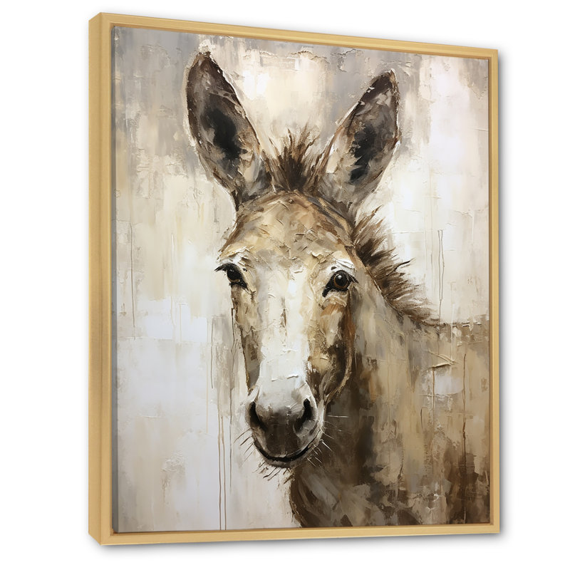 Portrait d'un âne sophistiqué sur toile, Cadre naturel flottant, H 32 po x l 16 po