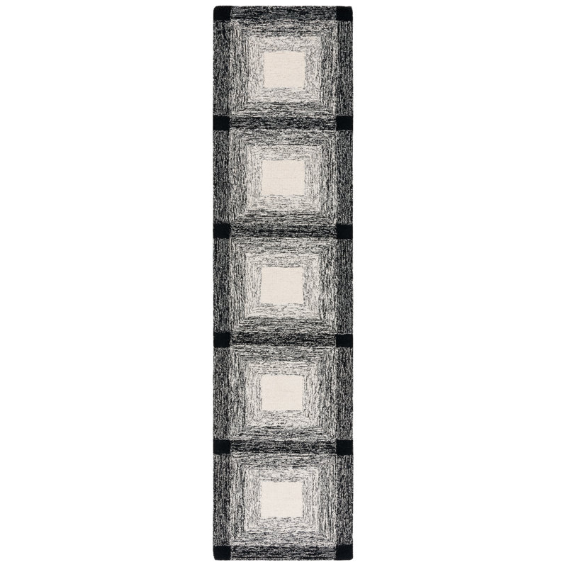 Laramy Hand Tufted Wool Pile Geometric Rug, Runner 2'3" x 9'