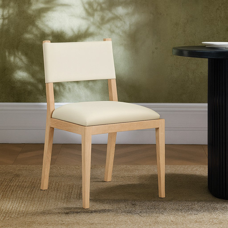 Chaise d'appoint de salle à manger Vina, Teint naturel, Cuir crème végétalien