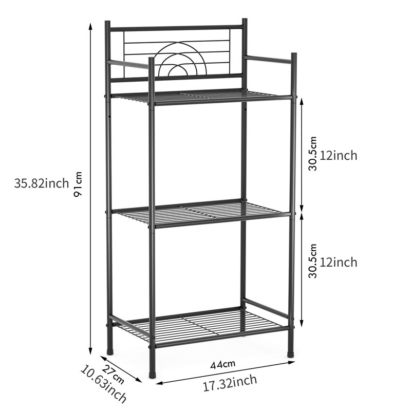 Étagère de rangement polyvalente sur 3 niveaux à tablettes polyvalentes (noir)