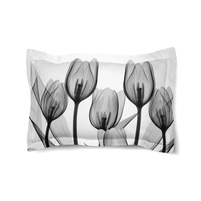 Laural Home Monochromatic Black Tulips Duvet Sham