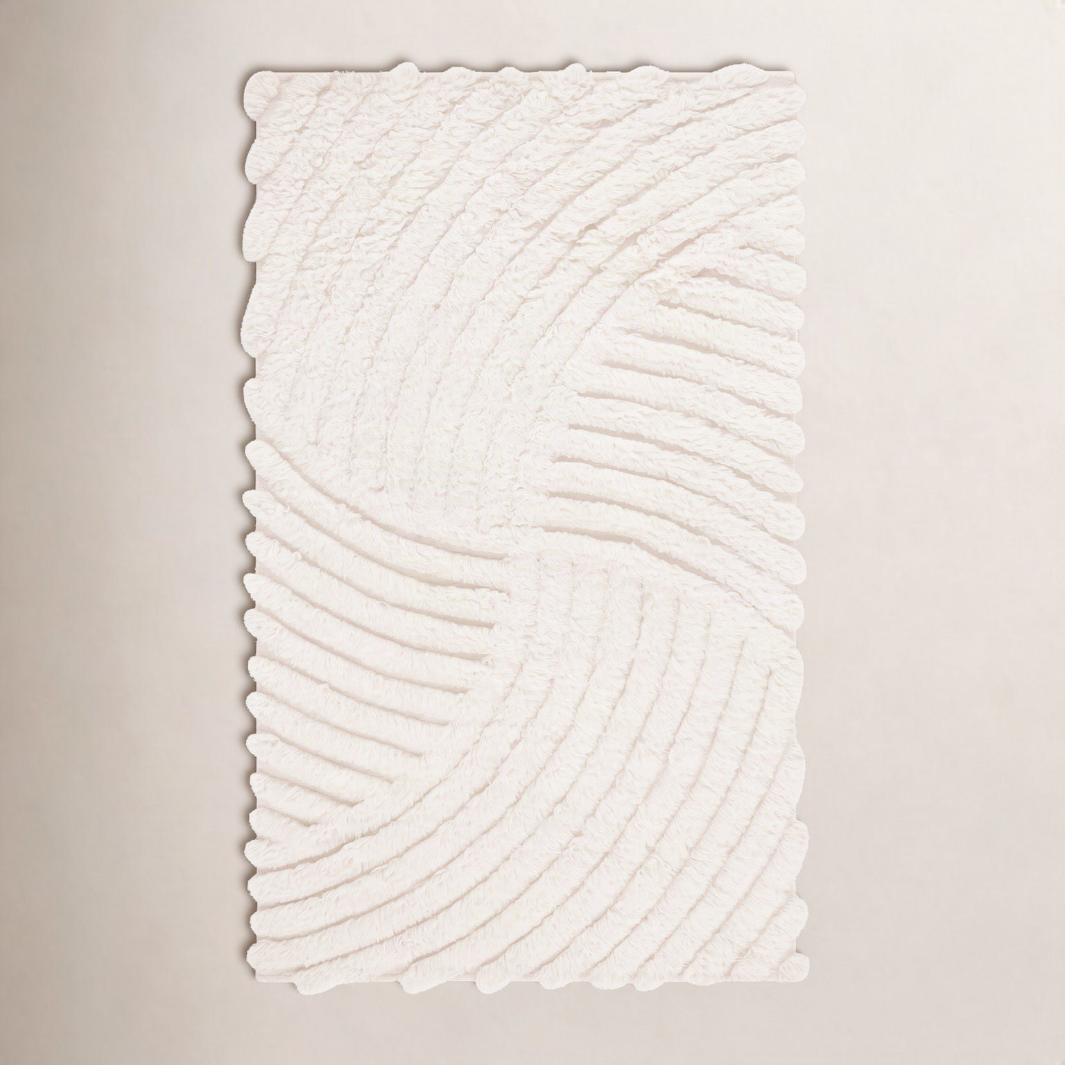 Abriel Ivory Hand-Woven Abstract Wool Rug, Rectangle 8' x 10'