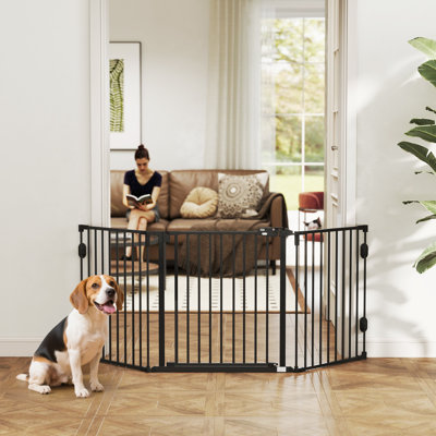 Barrière pliable pour chien, barrière pour animaux 3 panneaux en métal pour escalier, noir