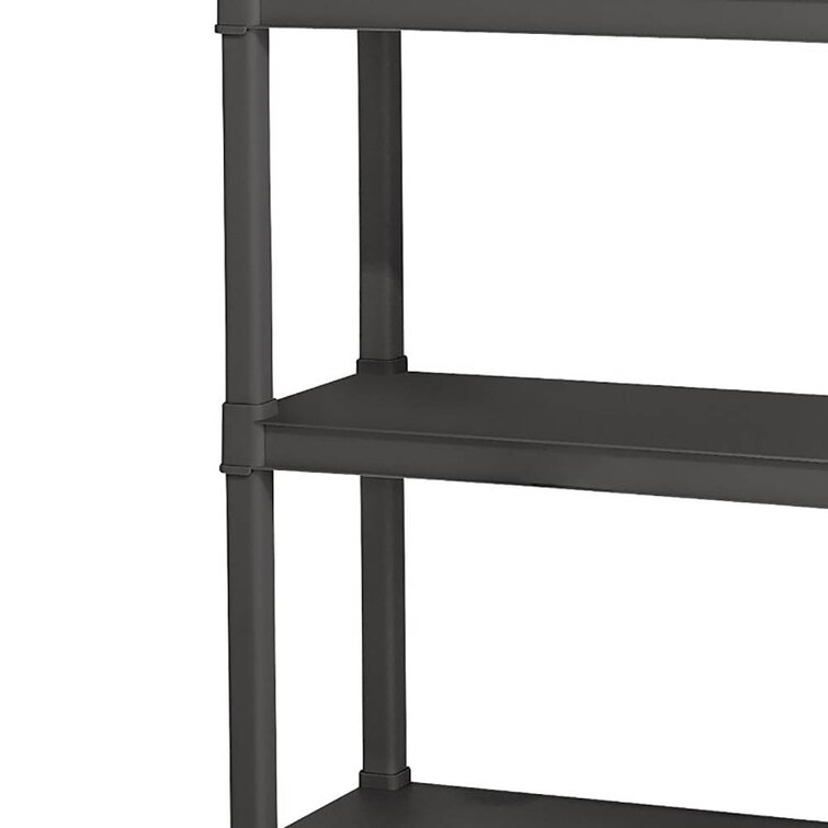 Sterilite Plastic Indoor Outdoor 4 Shelf Durable Shelving Unit, Gray