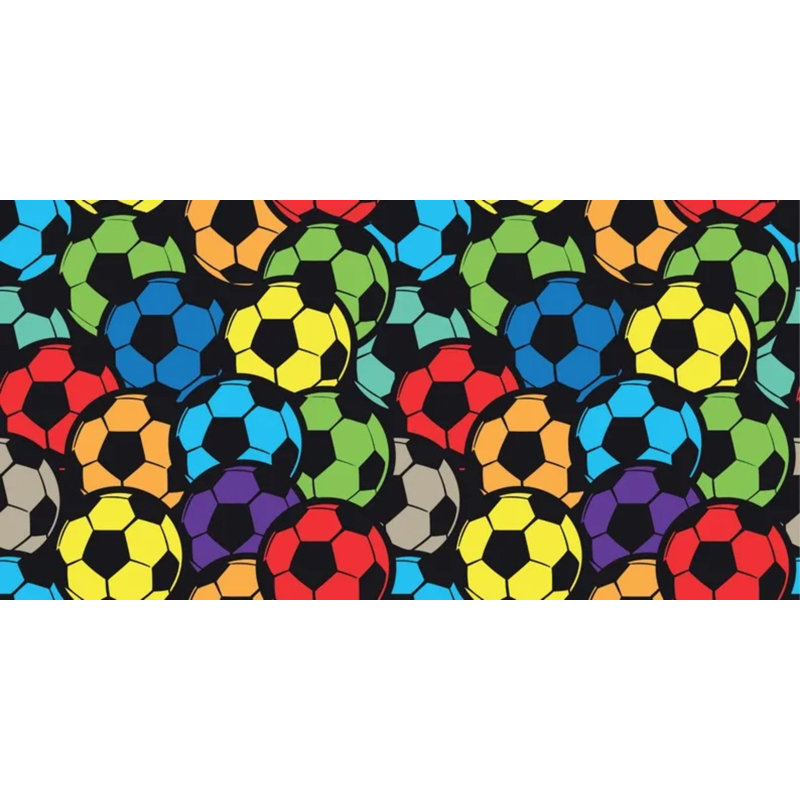 Papier peint coloré avec motif de ballon de soccer, L 114 po x l 204 po
