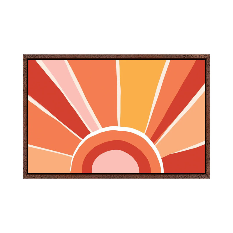 Retro Sunshine I 1 Piece Wall Art on Canvas, 101.6 cm H x 66.04 cm W, Classic Brown Wood Framed