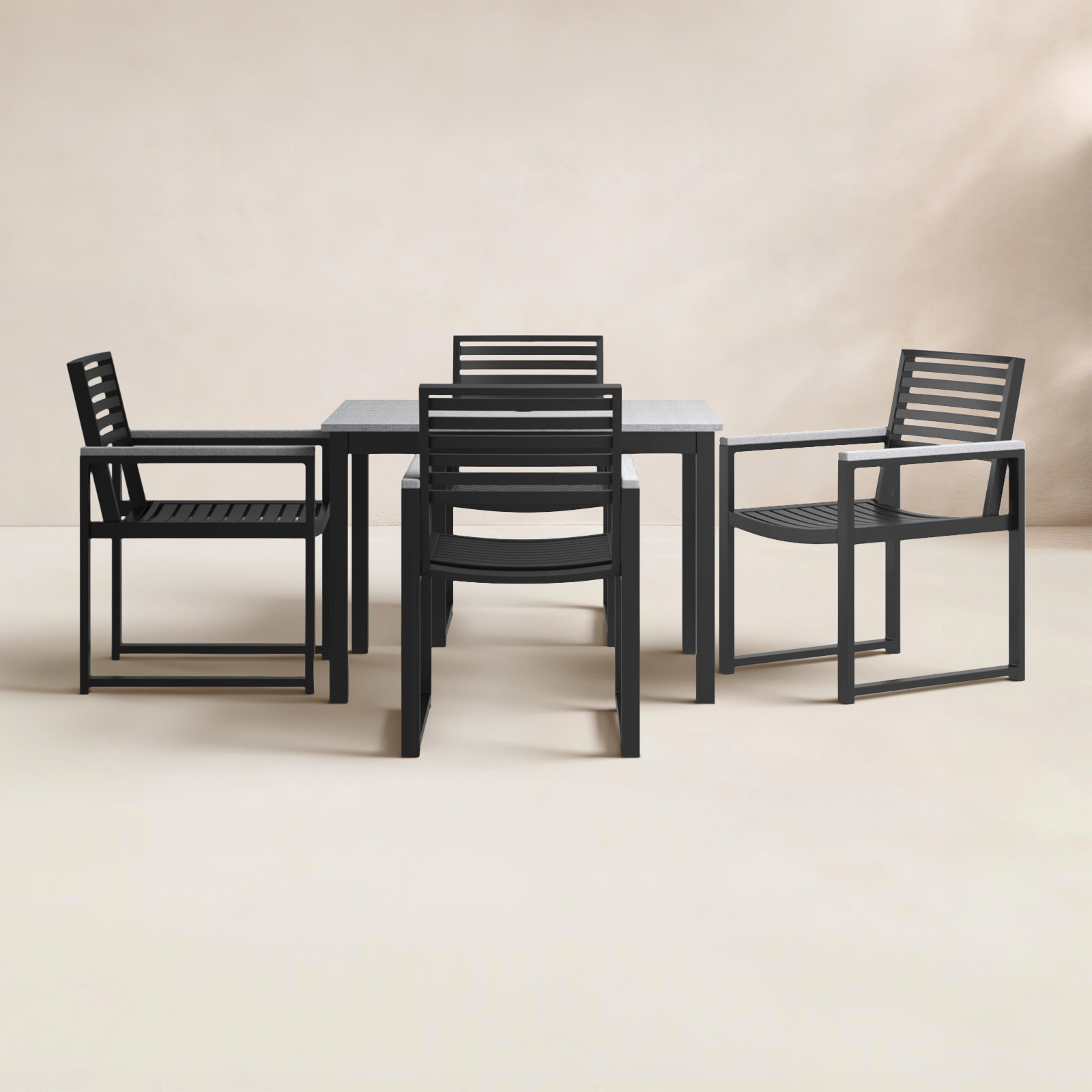 Townsend Outdoor Patio 4 Seat Square Dining Table With Dining Chairs