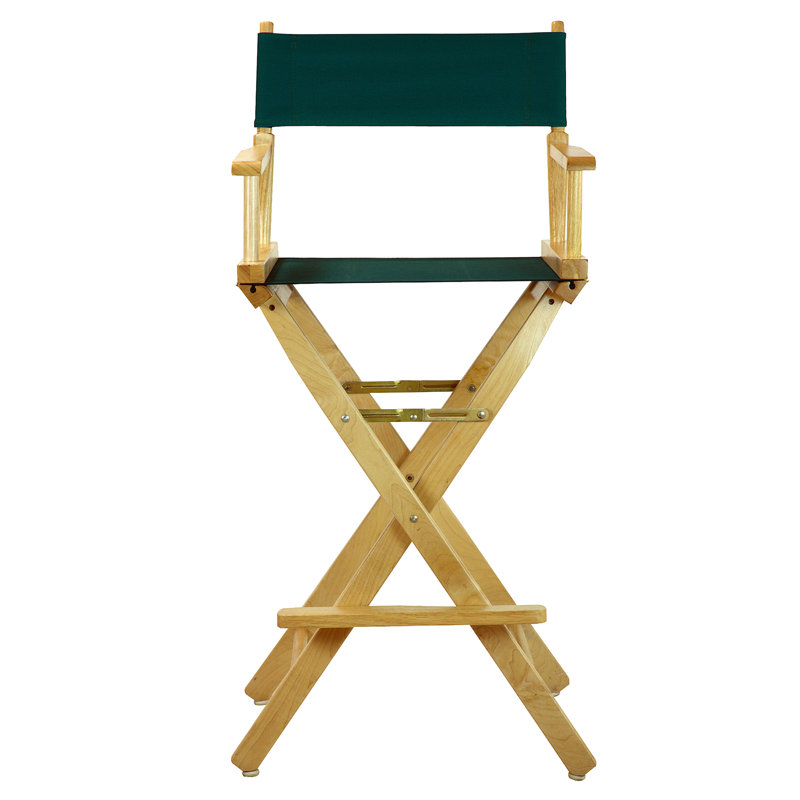 Chaise de réalisateur pliante de 30 po avec toile, Naturel, Vert chasseur