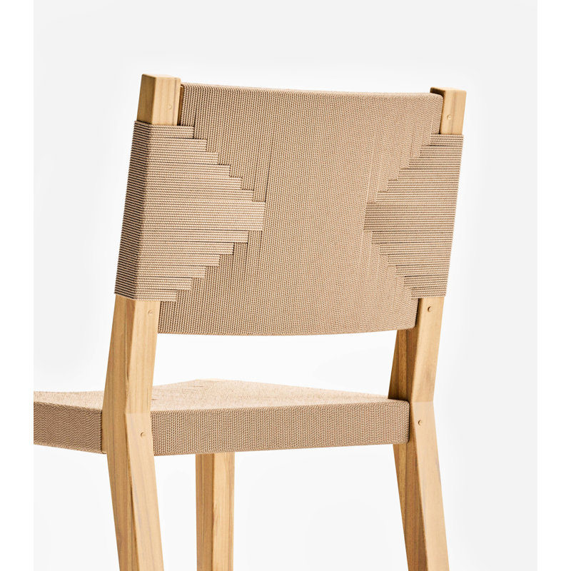 Chaise de salle à manger Monimbo, Naturel / corde tressée croisée kaki, Naturel