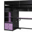 Lits mezzanine jumeaux avec rangement, bois MDF, style moderne noir et violet pour la maison-1821668408