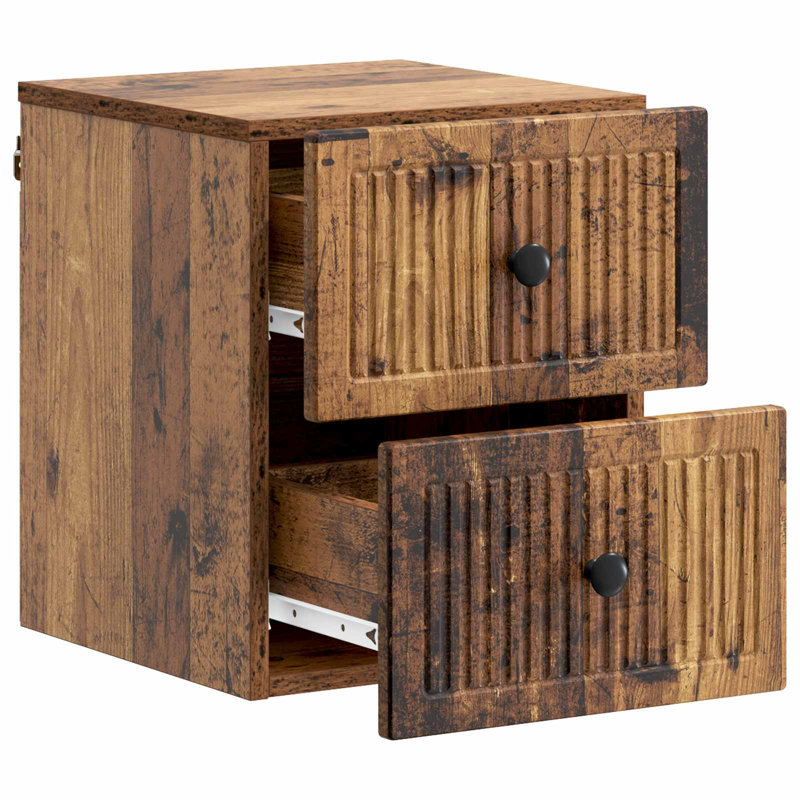 33cm W Manufactured Wood Bedside Table, Old Wood