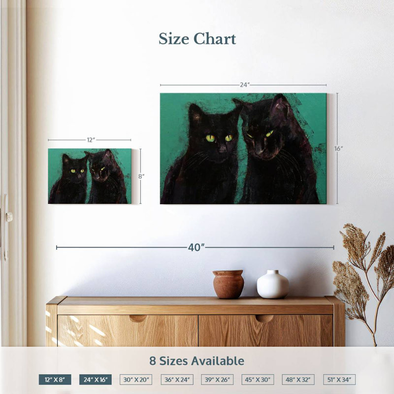 Brampt Two Black Cats, 16" H x 24" W