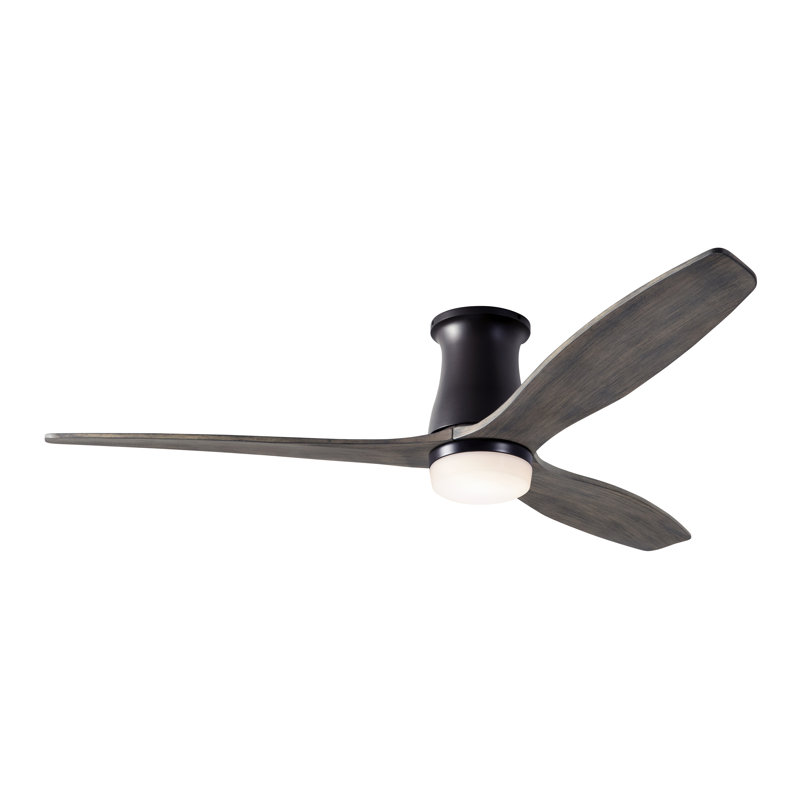 Arbor LED Flush Mount Ceiling Fan, Graywash, Handheld Remote Control, Dark Bronze