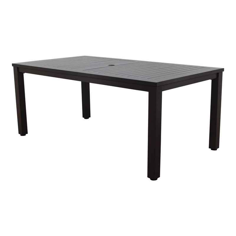 Ariz Rectangular Metal Outdoor Dining Table With Umbrella Hole , 70.79'' in. W 39.37'' in. D
