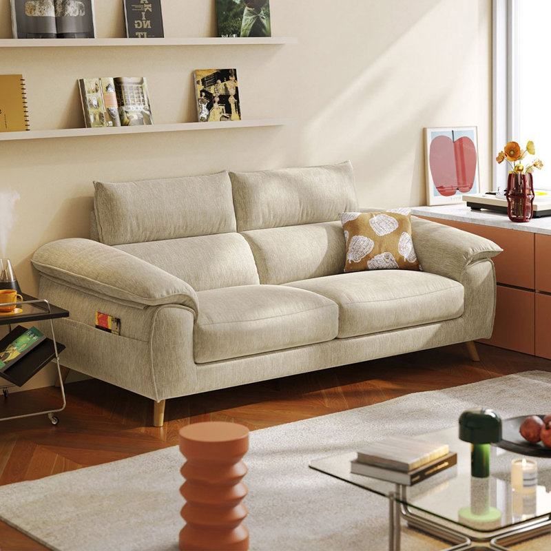 Causeuse-coussin en chenille blanche standard, Chenille blanche