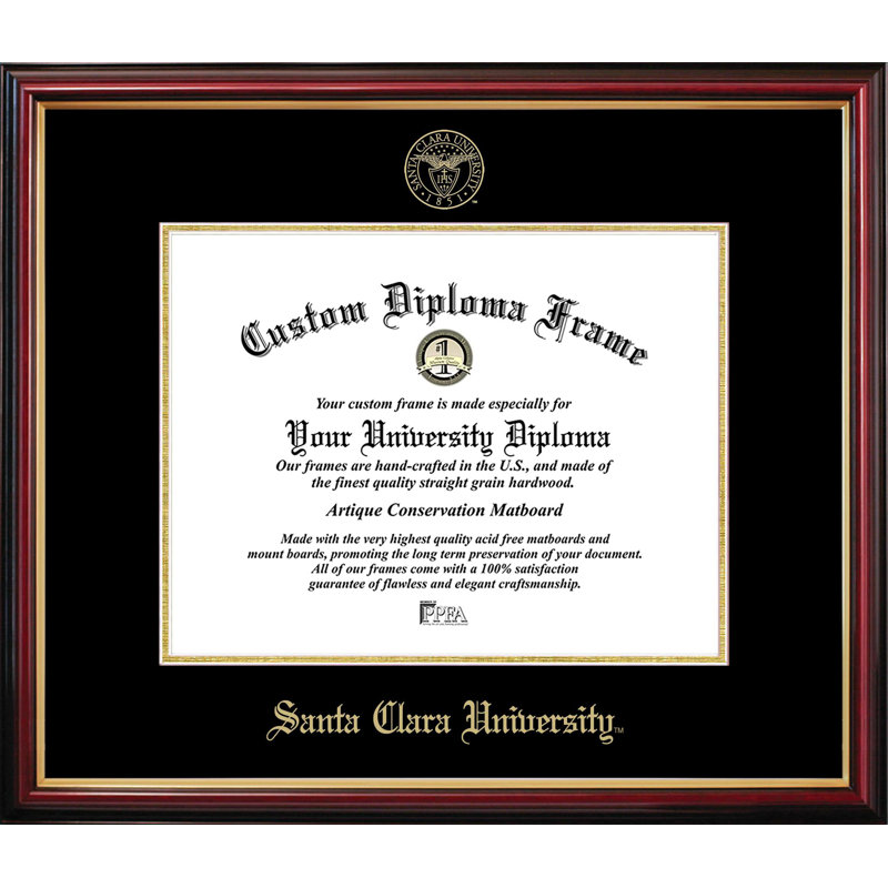 Cadre de petit diplôme de l'Université Santa Clara, NCAA Santa Clara University, L 10 po x H 8 po