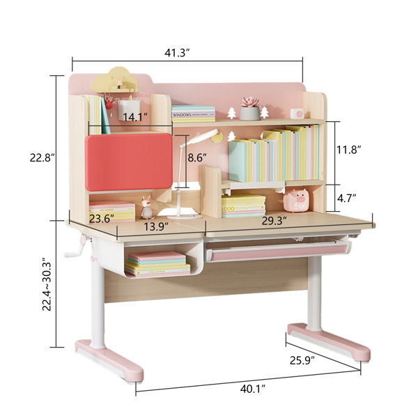 Zoomie Kids Balen 47.2 Art Desk with Hutch White 44H X 47W X 25D