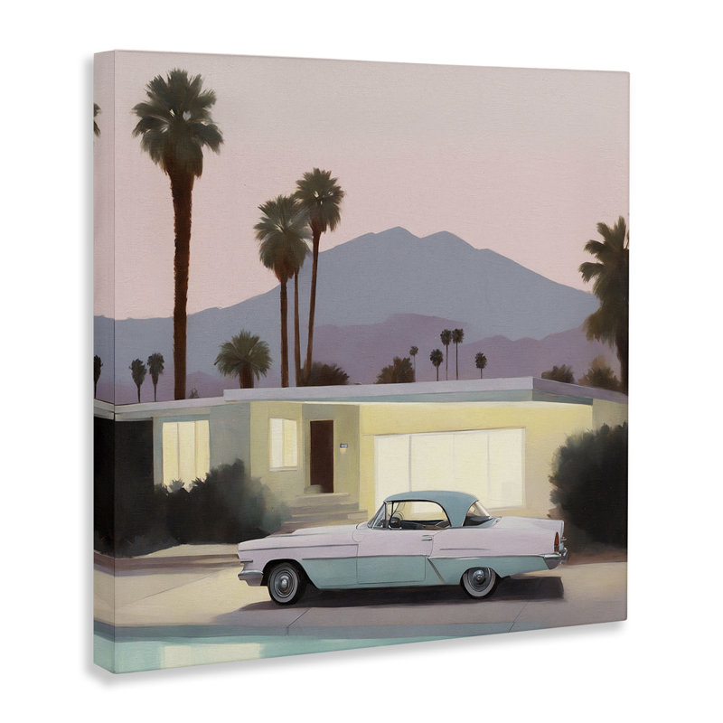 Art mural sur toile Poolside Classic Car par Noah Bay, H 30 po x l 30 po
