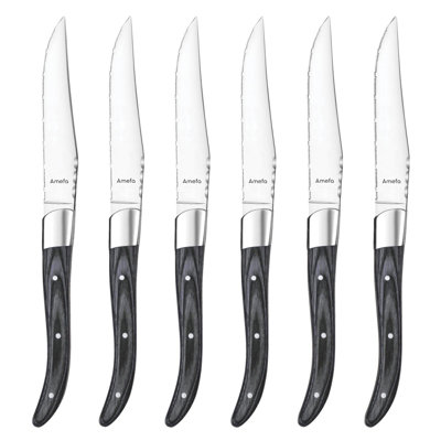 Ensemble de 6 couteaux Royalsteak, pakka argent / gris