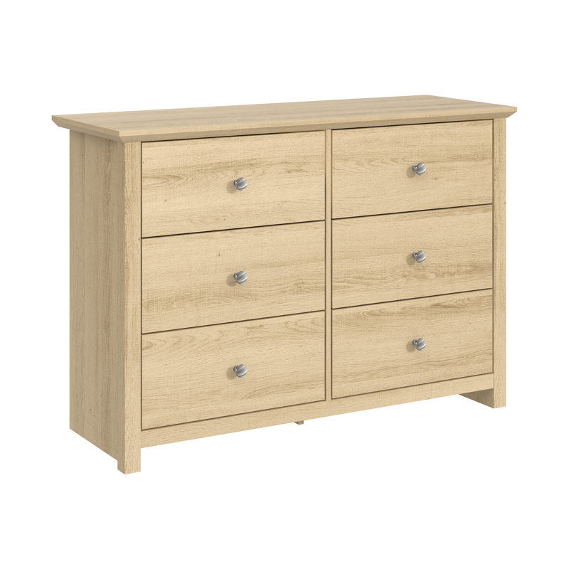 Commode double Tevrat à 6 tiroirs, Chêne d'Oslo