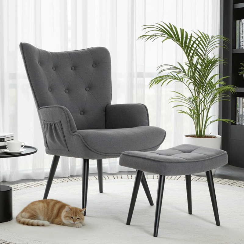 Upholstered Accent Chair, Grey