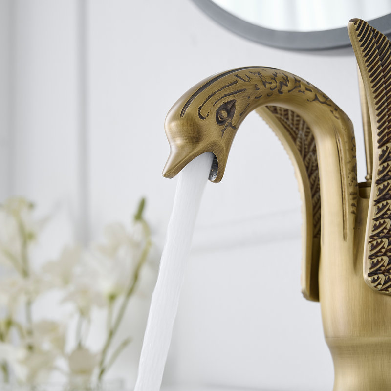 Swan Single Hole Single-Handle Bathroom Vessel Sink Faucet, Antique Brass