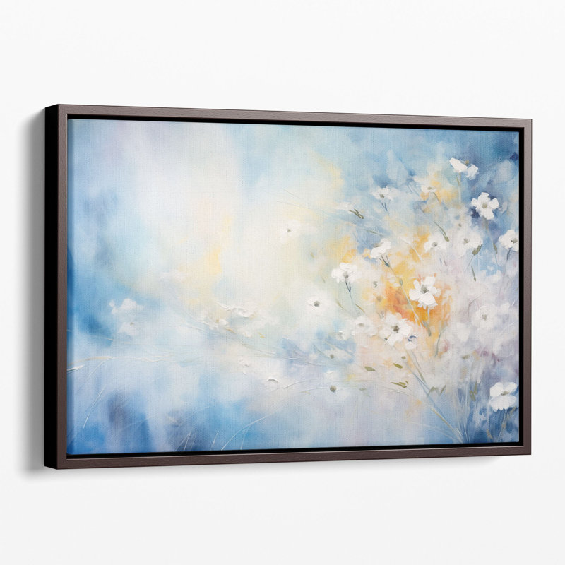 «Abstracted Misty Blooms 3», art mural, H 16 po x l 24 po x P 1,25 po, Cadre flottant brun