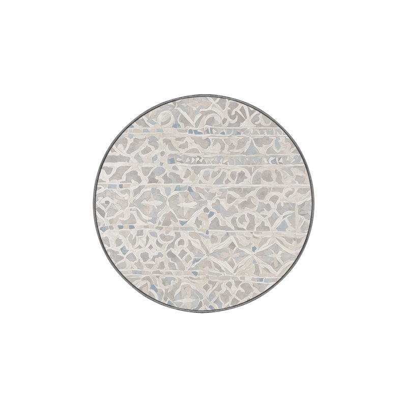 Machine Washable Gray Area Rug, Round 5'