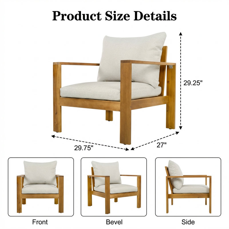 Chaise de patio d'extérieur simple avec coussins