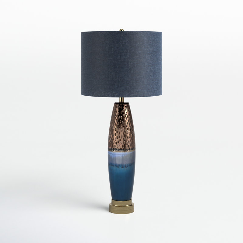 Lampe de table bleu / cuivre 37 po Calidia