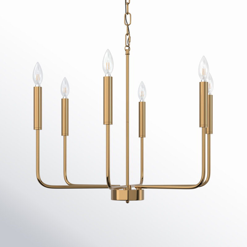 Lustre à intensité variable de style campagnard classique à 6 lumières Seo, Or