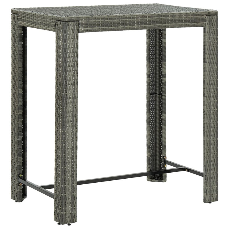 Table de bar d'extérieur en rotin, gris, l 23,8 po x L 55,3 po x H 43,5 po