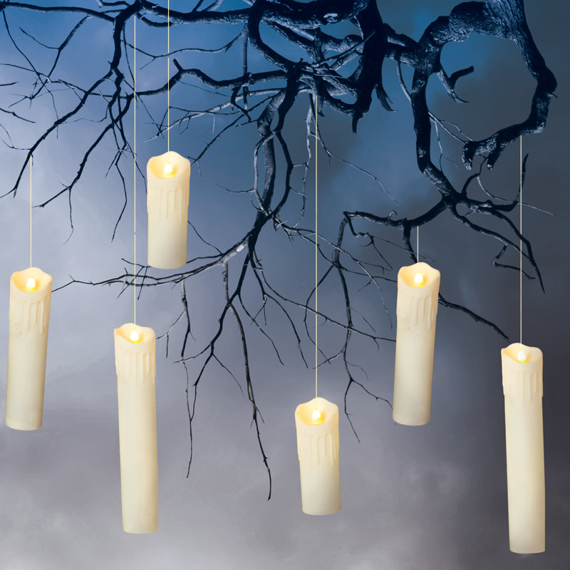 Ensemble de 6 bougies d'Halloween flottantes effrayantes avec minuterie à distance