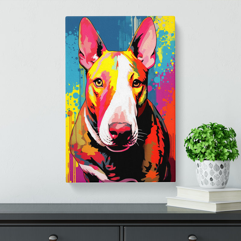 English Bull Terrier Pop - Wrapped Canvas, 50cm H x 35cm W x 3cm D