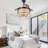 42 Inch Farmhouse Retractable Ceiling Fan With Light And Remote, Boho Fabric Fandelier, 6 Speeds Caged Ceiling Fan For Bedroom