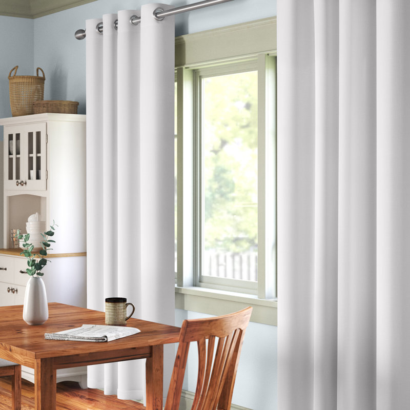 Andish Room Darkening Curtain Pair, White, 52" W x 63" L