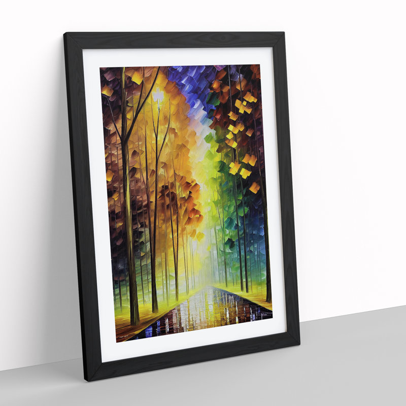 XV1022-5372X Woodland Forest In Colour No.2 - Single Picture Frame Painting, Black, 64cm H x 46cm W x 2cm D