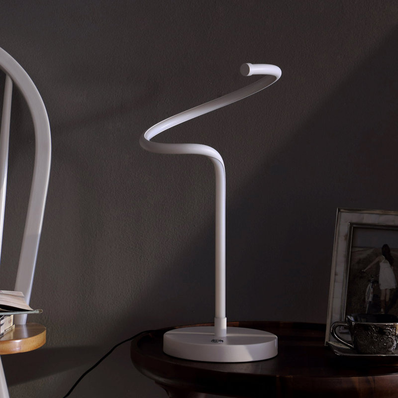 Lampe de table à conduit en tube spiralé 19 po blanc mat Curvilinear
