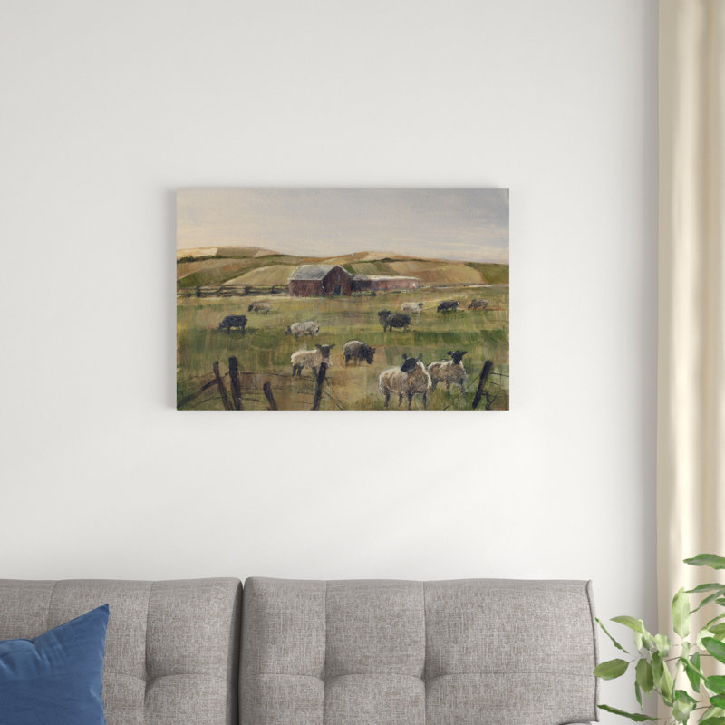 Moutons qui paissent II, H 20 po x l 30 po x P 1,25 po
