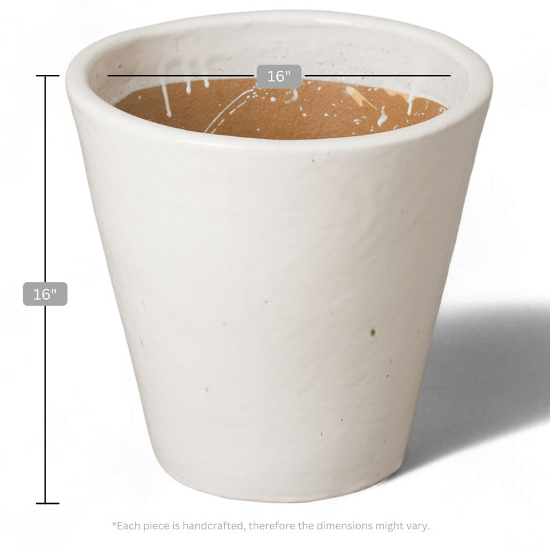 Lowden Handmade Ceramic Pot Planter, 16" H x 16" W x 16" D, White