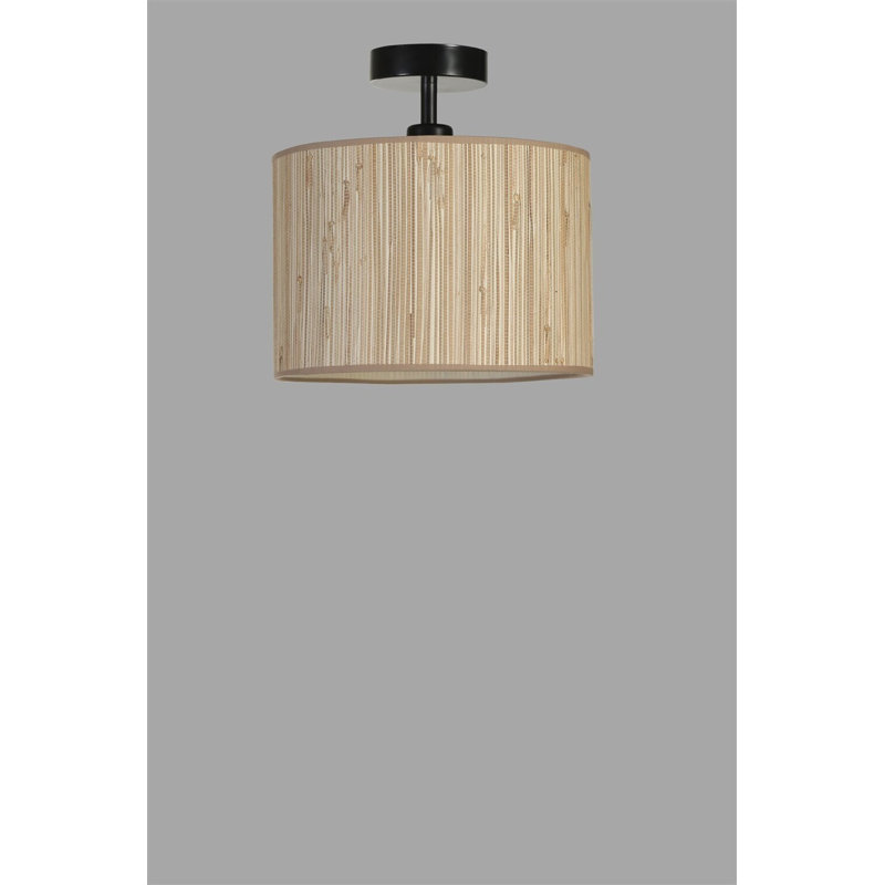 Lustre élégant en chêne et noir, 11,8 po de diamètre x 11,8 po de hauteur | Structure en métal robuste avec capuchon en bambou | Douille E27, 40 W maximum | Indice de protection IP20 | Idéal pour la salle à manger, le salon et les décors modernes