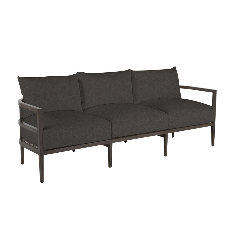 Santa Barbara 86.63" Wide Outdoor Patio Sofa with Cushions, No Welt, Dove Sunbrella® Linen, Standard Plus