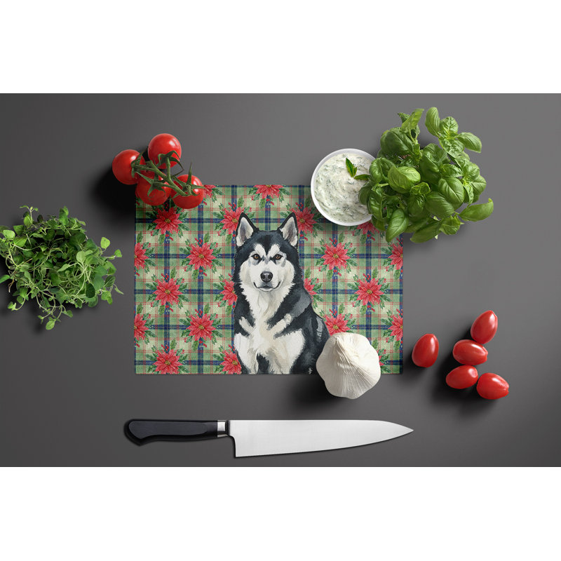 Planche à découper en verre noir et blanc Malamute de l'Alaska