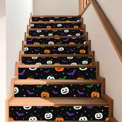 Papier peint auto-adhésif à peler et à coller d'Halloween à motif de chauve-souris citrouille noire 17,7 po x 118 po (45 x 300 cm)
