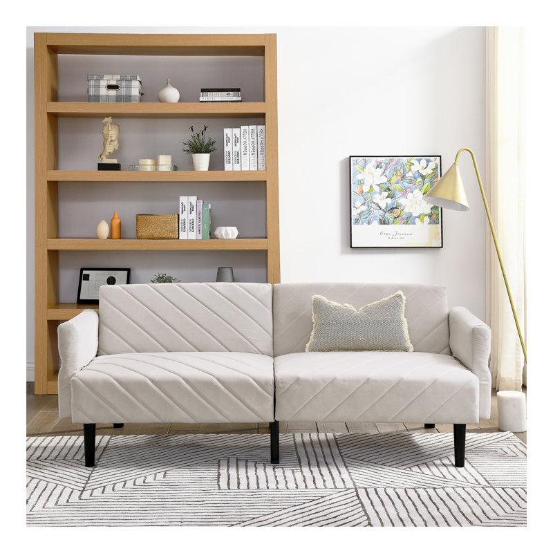 Canapé-lit futon convertible pliant avec accoudoirs réglables