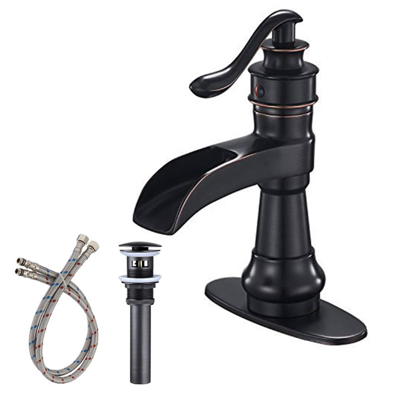 Single-Hole Single-handle Bathroom Faucet with Drain Assembly, Oil Rubbed Bronze