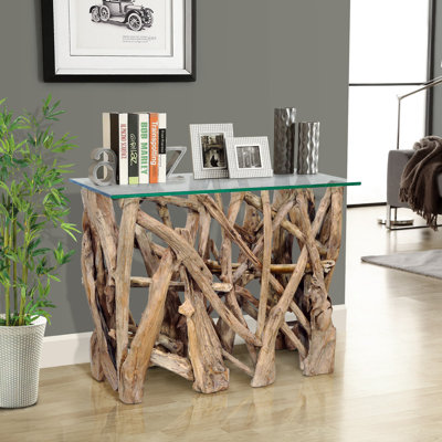 Driver Glass Top Console Table